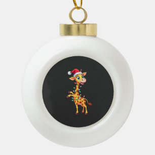 Boule En Céramique Éclairage de Noël de girafe drôle Santa girafe Noë