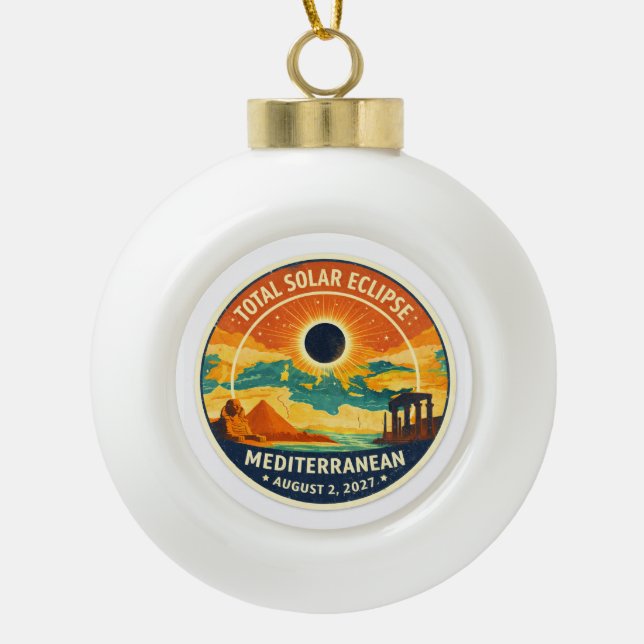 Boule En Céramique Éclipse solaire méditerranéenne de 2027 (Devant)