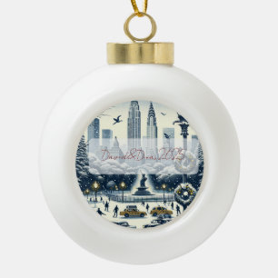 Boule En Céramique Élégance des Fêtes de New York - Carte de Noël per