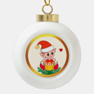 Boule En Céramique Elfe de Noël mignon moderne