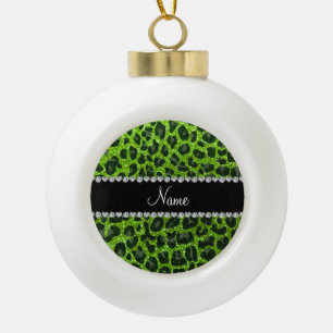Boule En Céramique Empreinte de léopard d'parties scintillant verte d