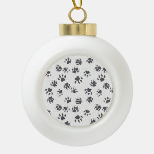 Boule En Céramique Empreintes Paw : Chien Monochrome Sans Seamless.