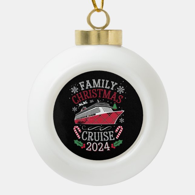 Boule En Céramique Équipe de croisière de Noël 2024 en famille (Devant)