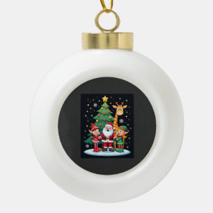 Boule En Céramique Équipe de Noël Santa Girafe Elfe Dabbing Assorti