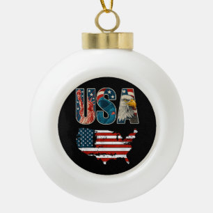 Boule En Céramique Etats-Unis Patriotique 4 juillet Amérique Drapeau