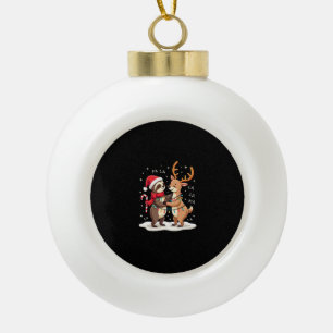 Boule En Céramique Fa La La Lama Lumières de Noël Paresseux à Cheval
