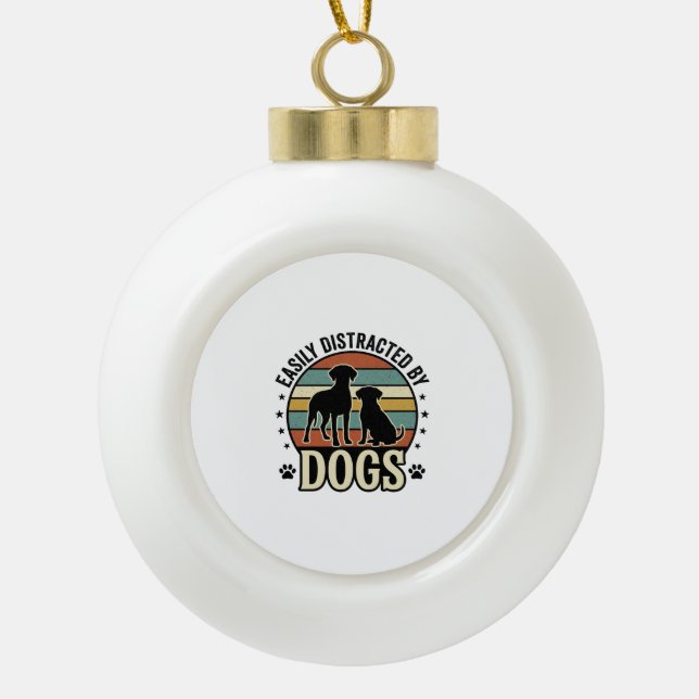 Boule En Céramique Facilement distrait par les chiens Design silhouet (Devant)