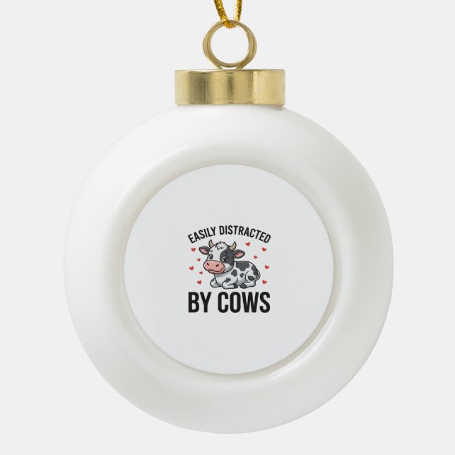 Boule En Céramique Facilement distrait par les vaches Graphique de va (Devant)