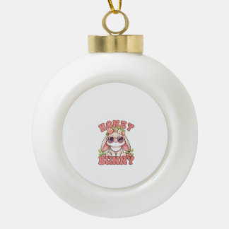 Boule En Céramique Femme Vintage Pâques Honey Bunny Fleurs Lapin L