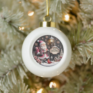 Boule En Céramique Festivals Santa Claus avec détails de Noël
