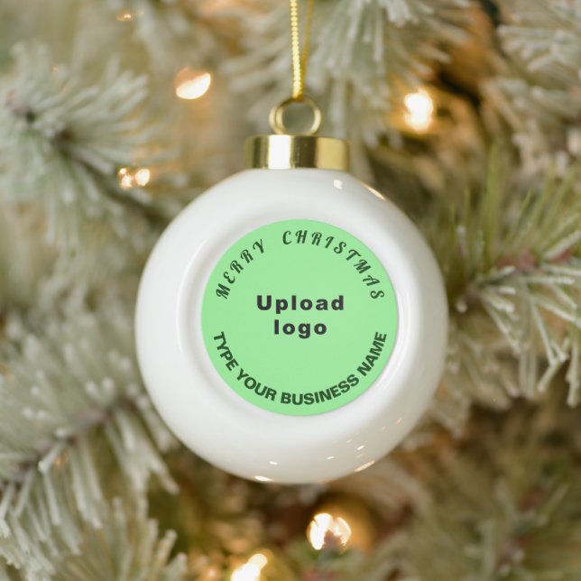 Boule En Céramique Feu de Noël d'affaires vert sur blanc (Arbre)