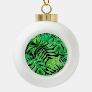 Boule En Céramique Feuilles d'aquarelle tropicale : Élégance transpar
