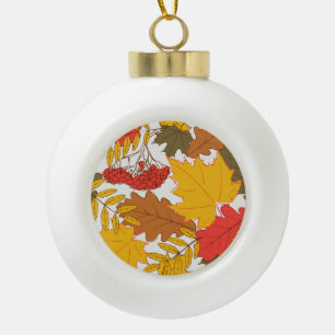 Boule En Céramique Feuilles d'automne, simple motif transparent