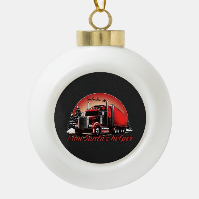 Boule En Céramique Fier Père Noël's Helper Trucker Noël (Devant)