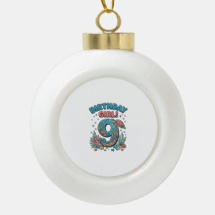 Boule En Céramique Fille d'anniversaire 9 Tortue de mer Vector Design