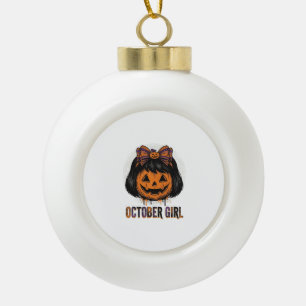 Boule En Céramique Fille d'octobre Citrouille Arc Halloween Vecteur C