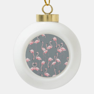 Boule En Céramique Flamant rose Grey : Vintage Motif sans couture.
