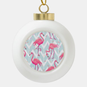 Boule En Céramique Flamants roses gris clair : Vintage tropical.