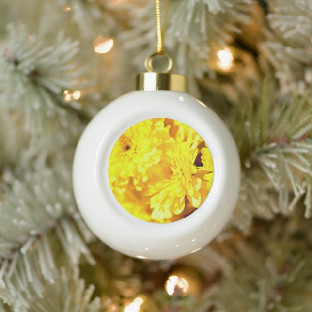 Boule En Céramique Fleur de Chrysanthèmes Jaune Esthétique (Arbre)