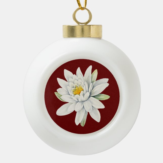 Boule En Céramique Fleur de nénuphar blanc (Devant)