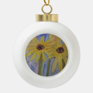Boule En Céramique Fleurs de soleil jaunes d'été