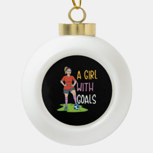 Boule En Céramique Football - Une Fille Avec Des Buts