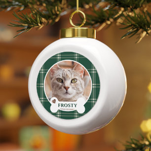 Boule En Céramique Forêt Vert Noël Plaid Chat personnalisé
