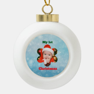 Boule En Céramique Forme de Fleur Mon 1er Noël Photo