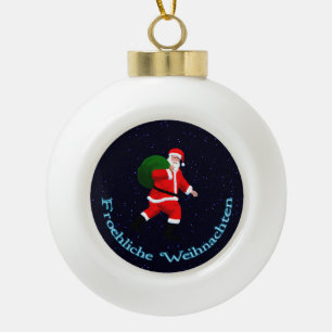 Boule En Céramique Froehliche Weihnachten - Père Noël