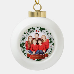Boule En Céramique Frost and Holly Wreath Photo Frame