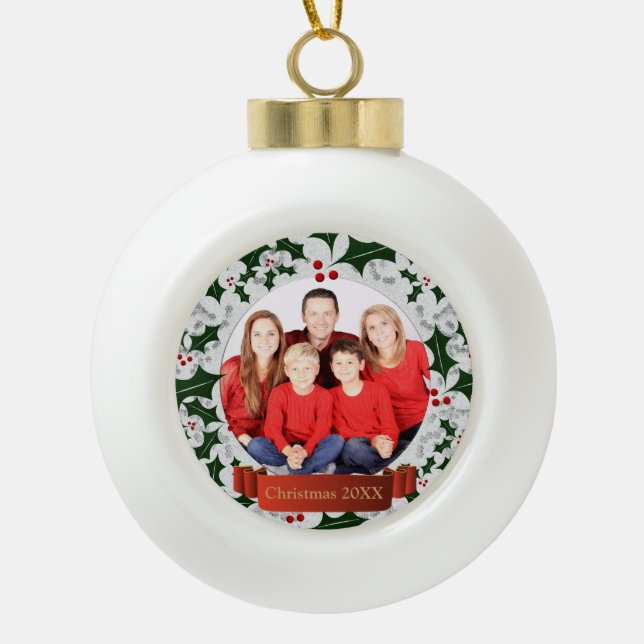 Boule En Céramique Frost and Holly Wreath Photo Frame (Devant)