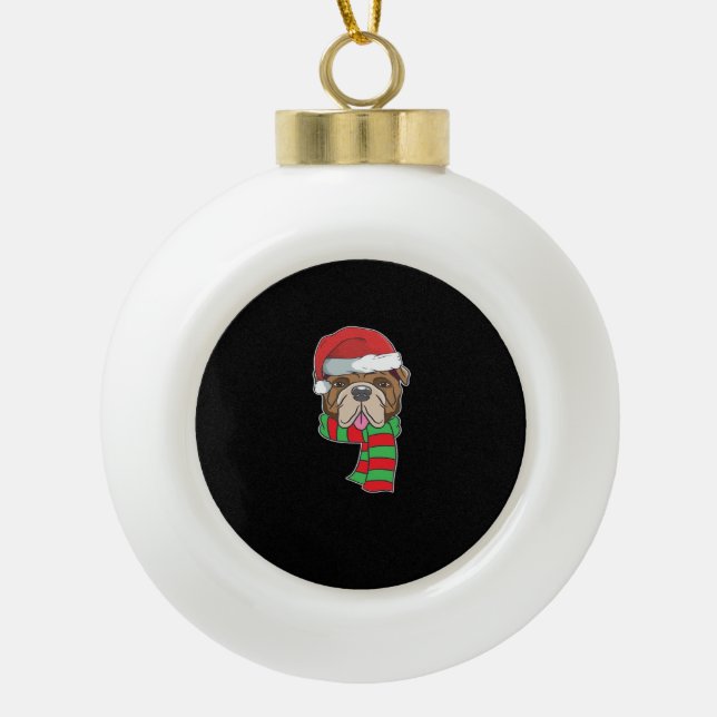 Boule En Céramique Funny Christmas Dog Xmas Santa Bulldog Holiday Gif (Devant)