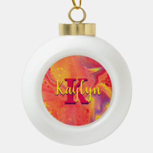 Boule En Céramique Gibier Red Purple Acrylic Flow Art