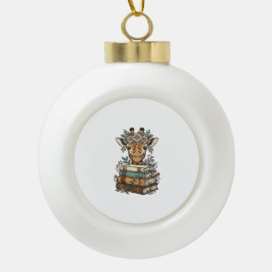Boule En Céramique Girafe Vintage Lisant des Livres Design de Chemise