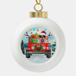 Boule En Céramique Golden Retriever chien avec cadeaux de Noël