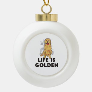 Boule En Céramique Golden Retriever Dog - La vie est dorée