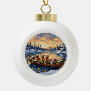 Boule En Céramique Golden Retriever Noël Bateau Fêtes