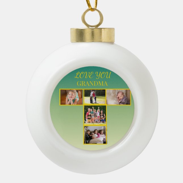 Boule En Céramique Golden T-Photo Collage on Sage Gradient (Devant)