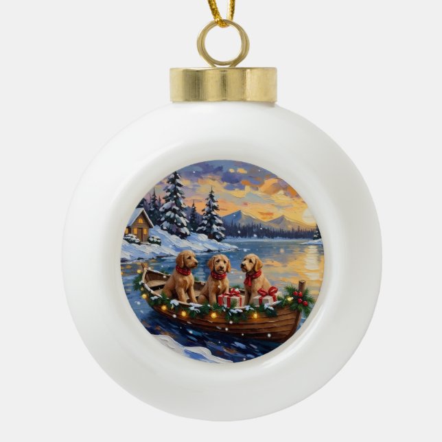 Boule En Céramique Goldendoodle Christmas Boat Holiday (Devant)