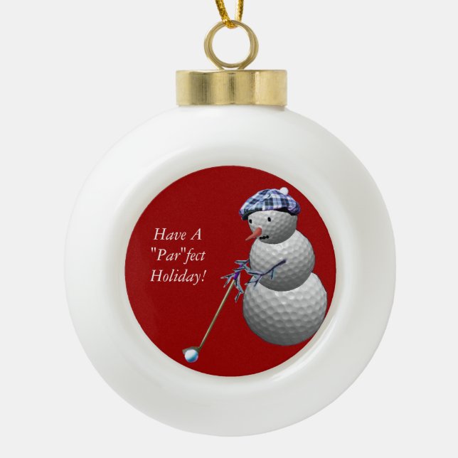 Boule En Céramique Golf Ball Snowman (Devant)