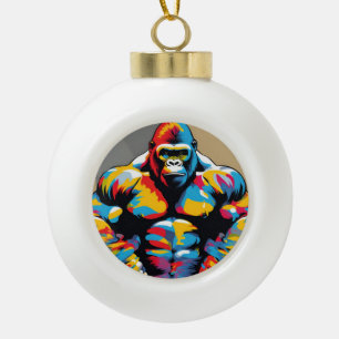 Boule En Céramique Gorilla Bodybuilder Poids Lifter Pop Art Cartoon