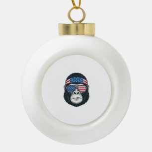 Boule En Céramique Gorille Patriotique Gravure Vintage Vector_1