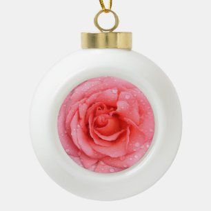 Boule En Céramique Gouttes d'eau de rose rouge romantique