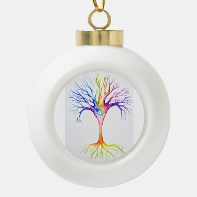 Boule En Céramique Grand arbre neuronal coloré (Devant)