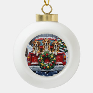 Boule En Céramique Grand chien de montagne suisse Noël camion rouge