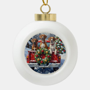 Boule En Céramique Grand Danois camion rouge de Noël vacances