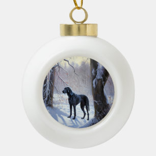 Boule En Céramique Grand Danois Laissez Tomber la Neige Noël