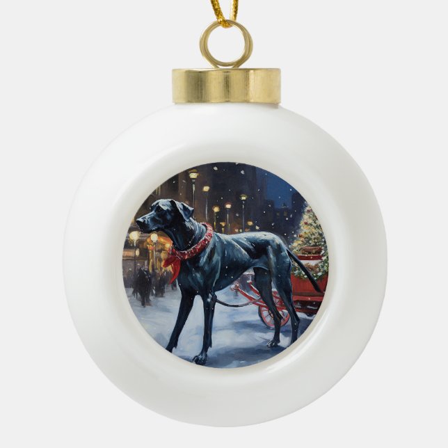 Boule En Céramique Grande Danse période de fêtes de Noël (Devant)