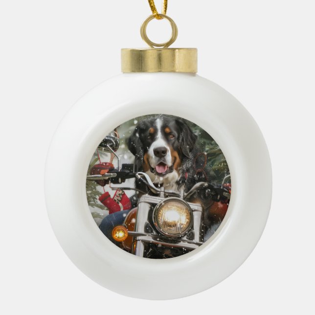 Boule En Céramique Grande Suisse de l'équitation moto Noël (Devant)