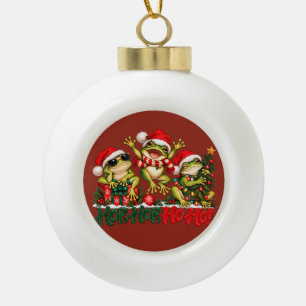 Boule En Céramique Grenouilles de Noël amusantes Hop Hop Ho Ho